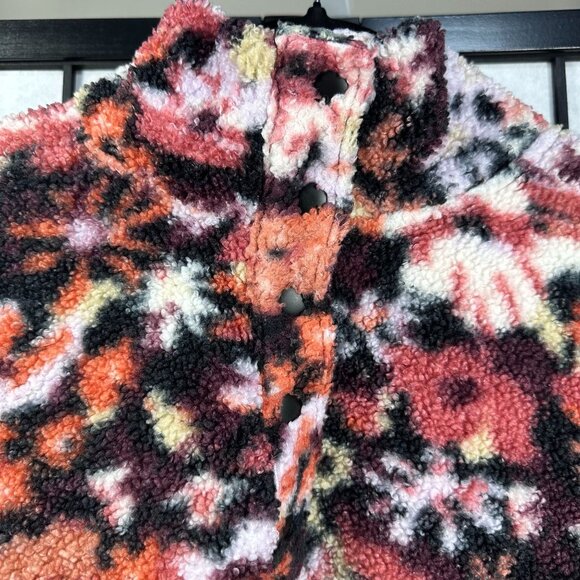 Loft Womens Size S Floral Fleece Jacket Multicolor Snap Closure Size Small - Picture 9 of 9